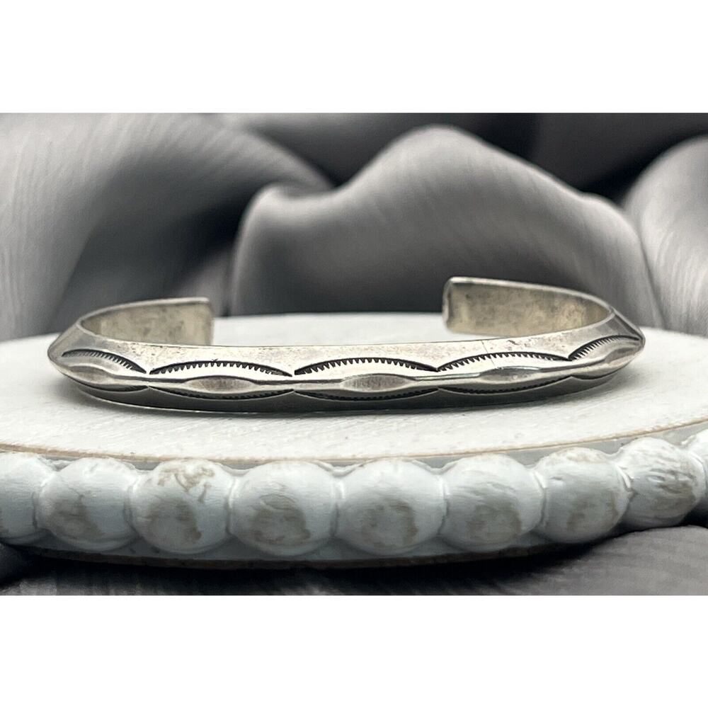 Vintage Native American 925 Sterling Silver Concho Statement Cuff Bracelet